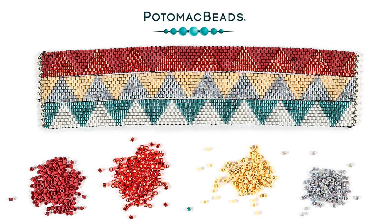 Delica Chevron Peyote Bookmark - DIY Jewelry Making Tutorial by PotomacBeads