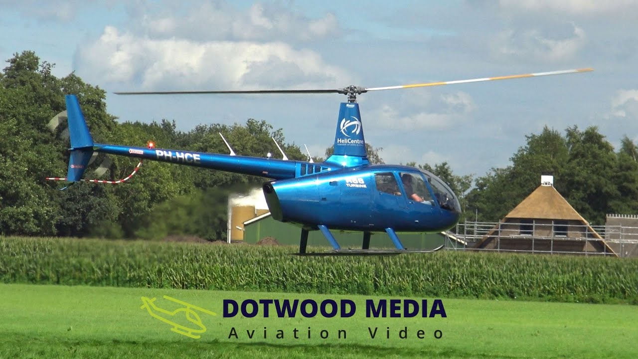 Dutch Heliday 2023 - Take-off PH-HCE Robinson Helicopter R66 (HeliCentre) - Heliport Stroe