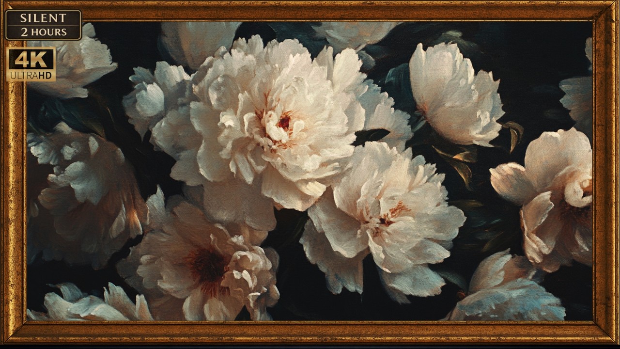Bouquet After Midnight | Vintage Floral Art for TV | Silent Dark Display | no ads