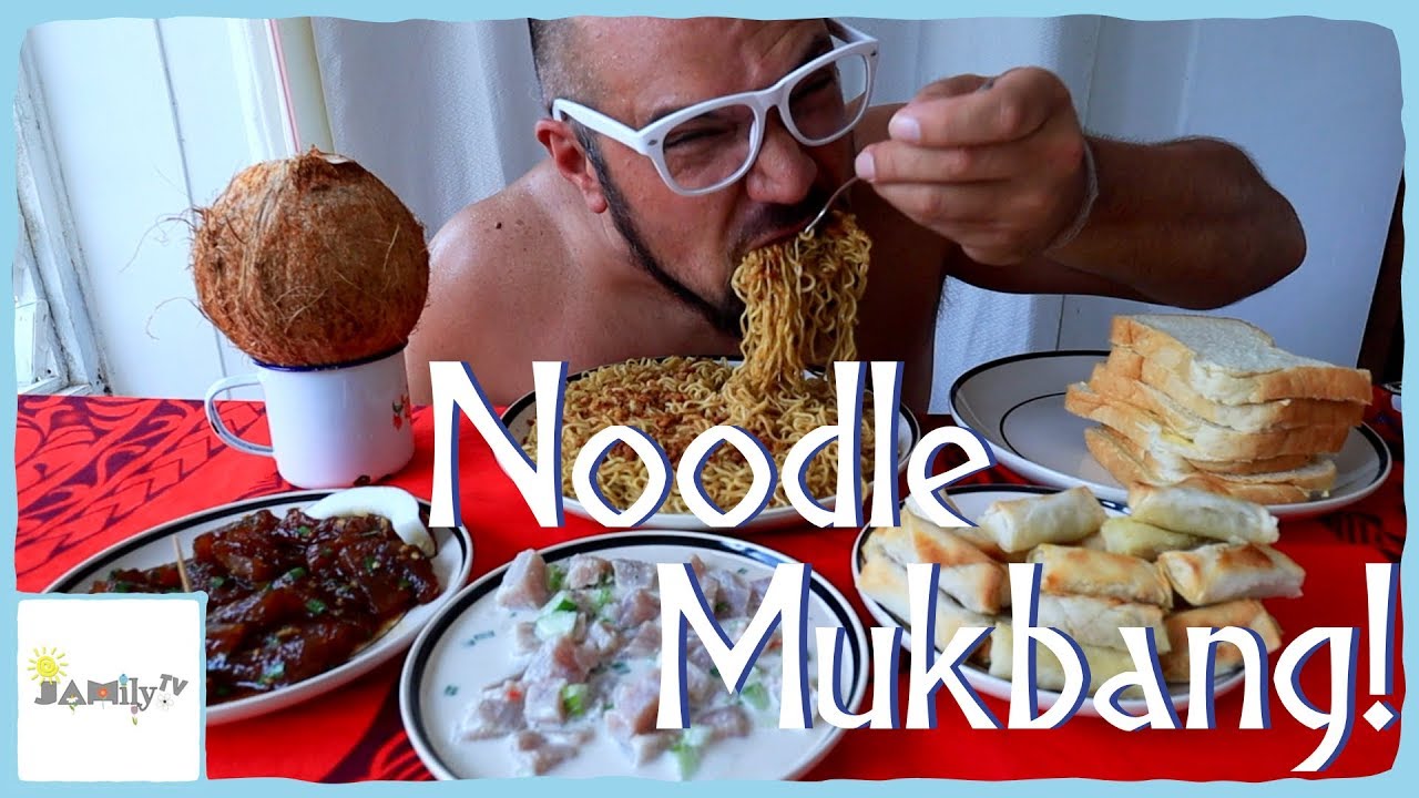 NOODLE MUKBANG | OKA POKE SAMOAN RAW FISH | SPRING ROLLS | SAMOAN VLOG