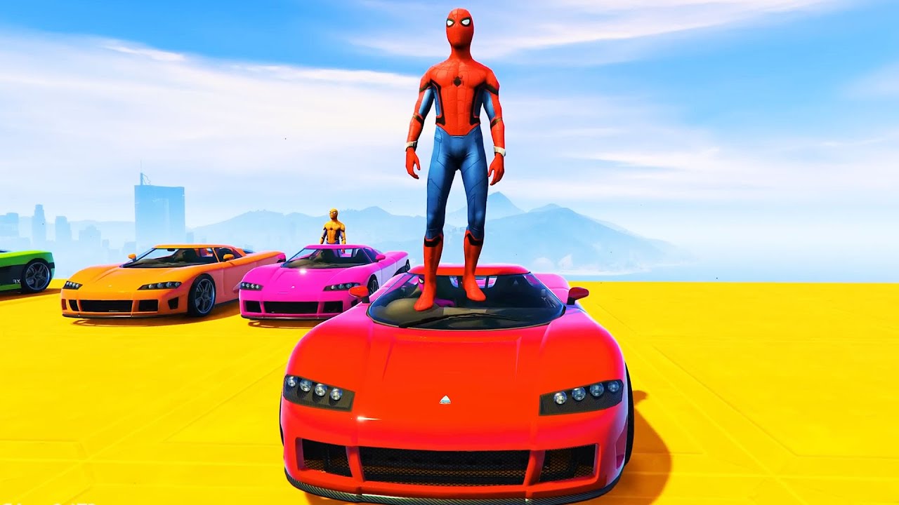 GTA V Stunt Map Car Racing Challenge On Cars, Off-road Monster Truck and Jets