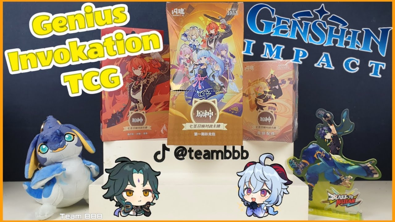 GENSHIN IMPACT GENIUS INVOKATION TCG! Unboxing for 5.5 trading cards and starter pack Prince cat