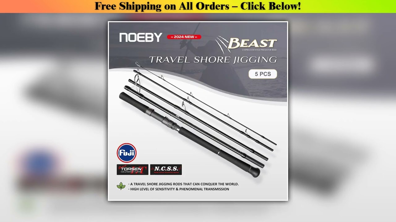 Noeby 5 sections Beast Travel Shore Jigging Fishing Rod 2.7m 2.9m 10kg Drag Lure 80g Fuji Set
