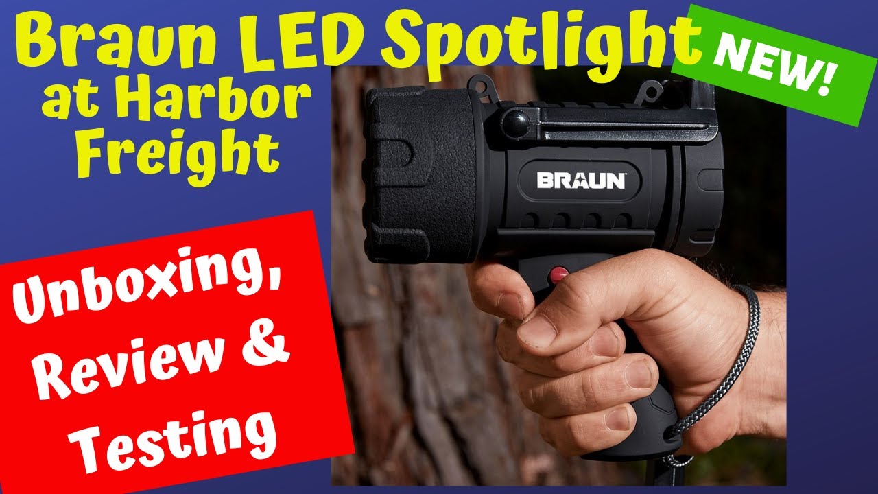Harbor Freight Braun LED Spotlight Review & Testing - 64757 - Rechargeable & Waterproof!