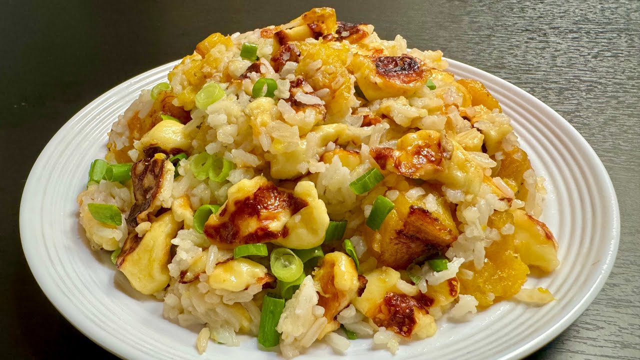🍚🧀 ¡Crujiente Delicia! Arroz Dorado con Queso Frito y Plátano Maduro - Sabor que Encanta