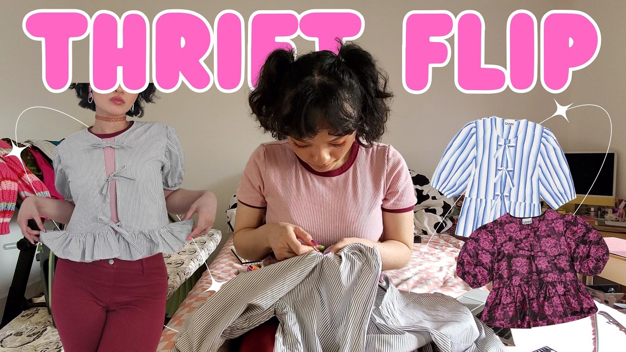 THRIFT FLIP ~ recreating the GANNI peplum tie front blouse 🌱
