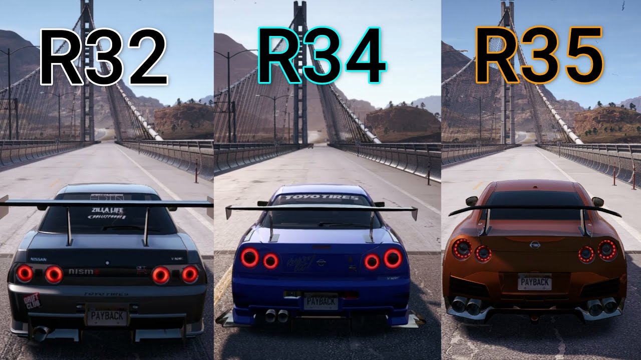NFS Payback - Nissan Skyline GT-R R32 vs GT-R R34 vs GT-R R35 - Drag Race