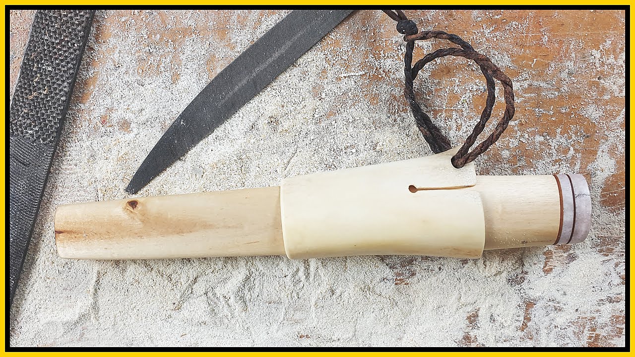 Birch Wood & Reindeer Antler Knife Sheath