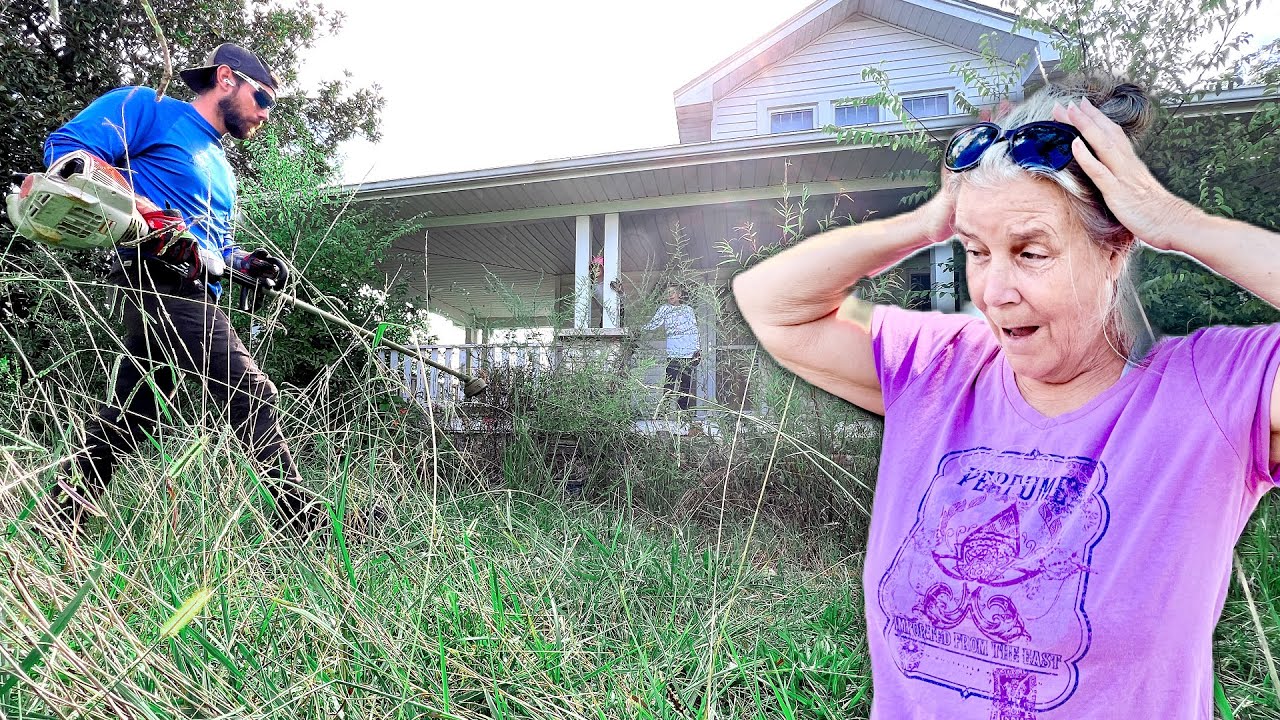 SHE Hasn't Been Able to MOW Since Her LAWN MOWER BROKE...So we TRANSFORMED Her YARD FOR FREE! Part 1