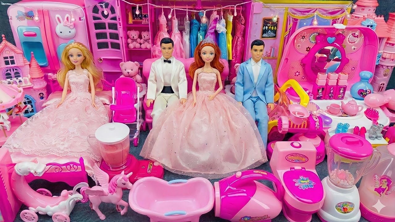 11 Minutes Satisfying With Unboxing Cute Princess House ＆ Pink Bed, Racing car Toys ASMR Review