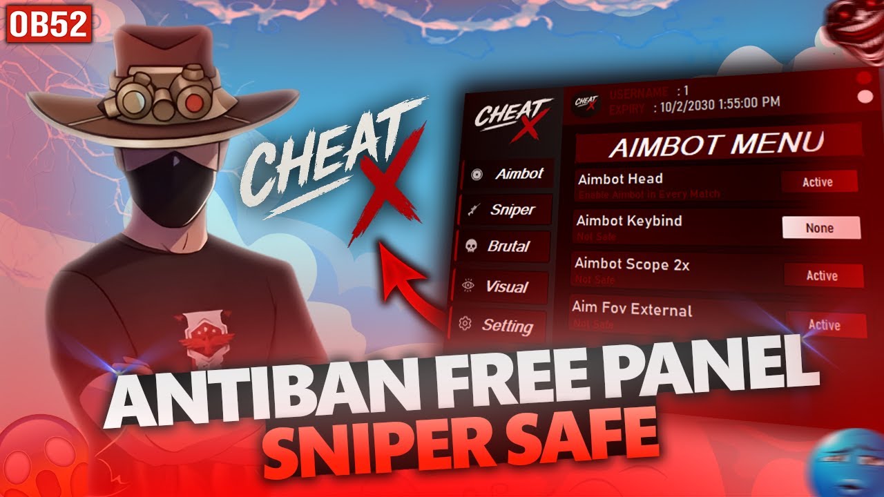 FREE PANEL PC OB52 GRATIS FREE FIRE AIMBOT HEAD 100% LIFETIME 🎁| ANTI BAN 100 %✅ | NINJA HEX