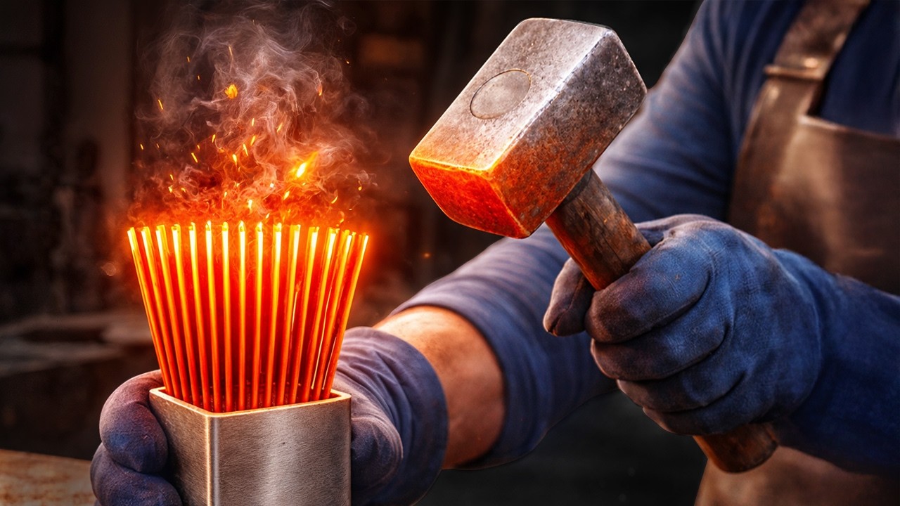 Hundreds of Needles Turned into a Damascus Knife