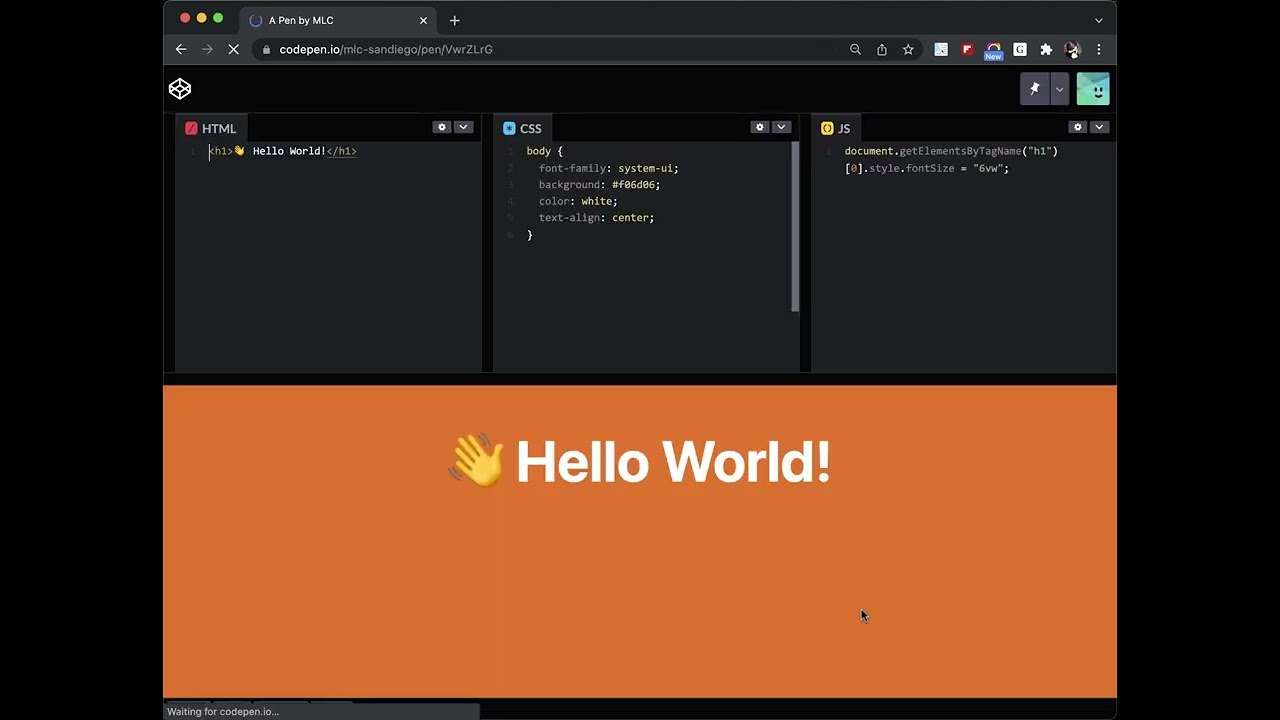MAT 125 Practice 1 - 01 Intro to Codepen (1/23/22)