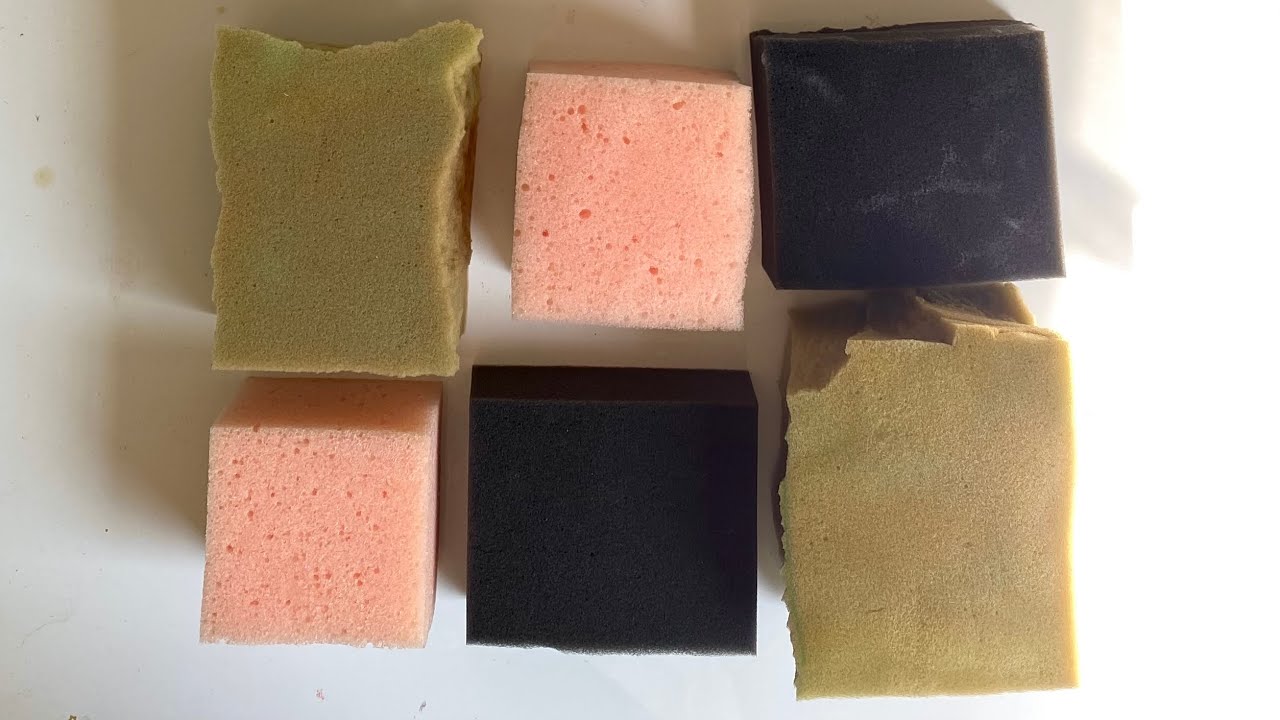 ASMR big foam sponge ripping variety - dry wet jelly soapy