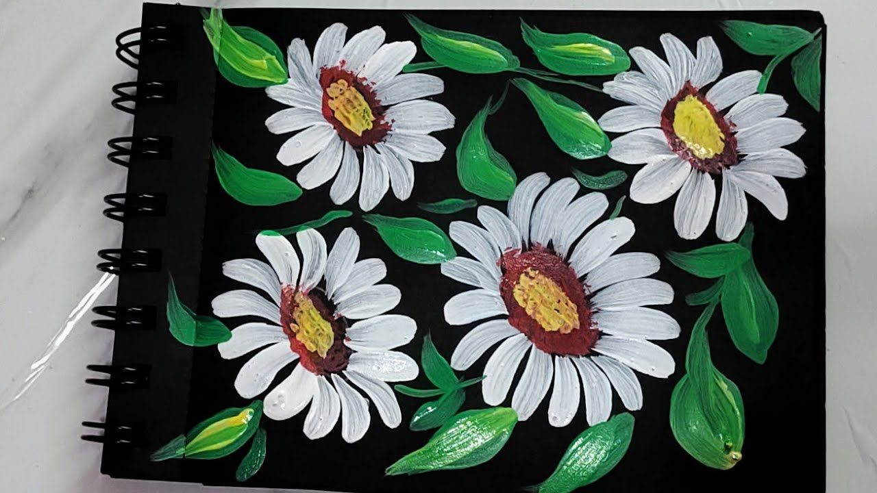 Beautiful flower one stroke painting|easy simple flower 🖌️|