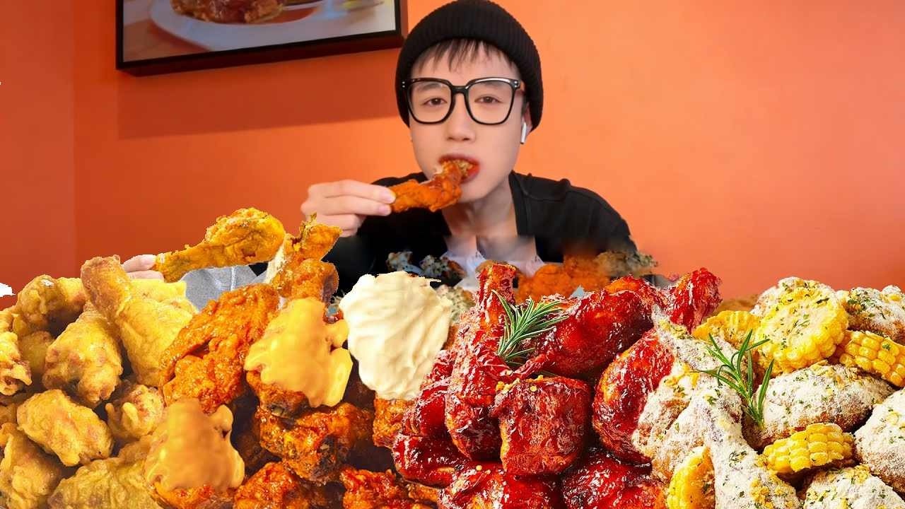 勇闯炸鸡自助吃了五十多份，朋友剩一堆零嘴我来解决，两个人都吃美了【冻冻超大一口】