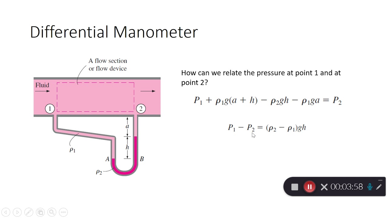 Fluid Mechanics - Chapter 2 - Differential Manometer