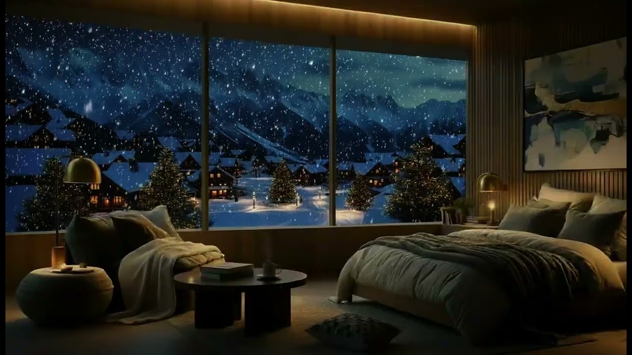 (No Ads)❄️ Deep Sleep Music in a Snowy Winter Village 🌙Quiet the Mind • Release Stress