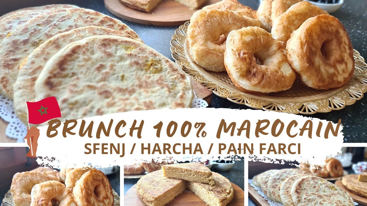 BRUNCH DU DIMANCHE 100% MAROCAIN🇲🇦: SFENJ/ HARCHA ET PAIN FARCI
