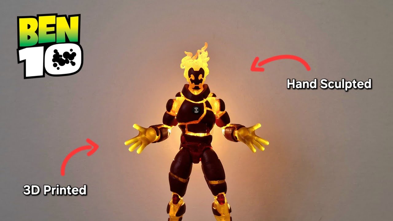 Пользовательская фигурка Человека-Огня в стиле Ben 10 Marvel Legends
