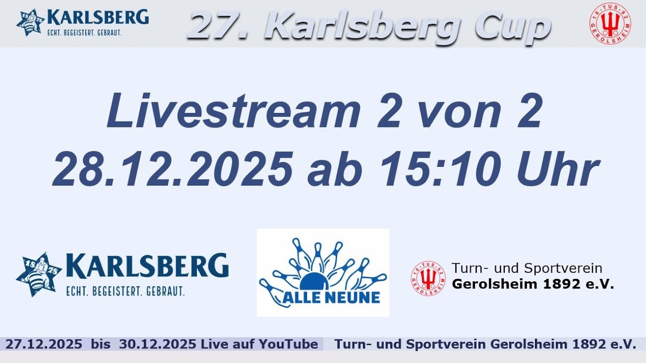 27. Karlsberg-Cup - Tag 2 (Stream 2 von 2) / 2