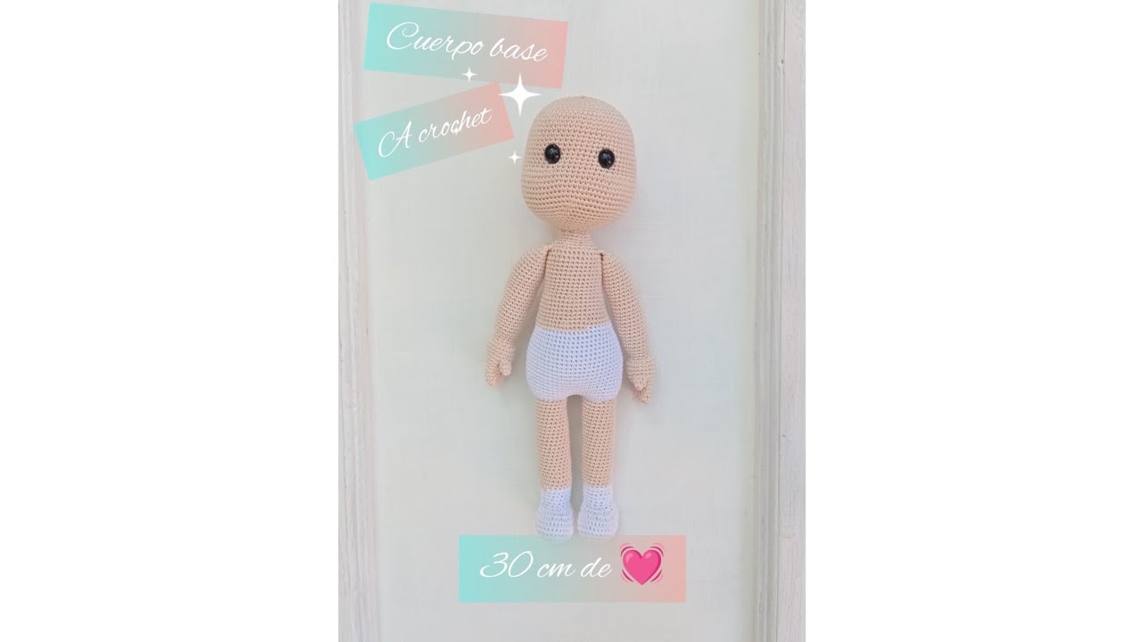 🤗Cuerpo base tejido para muñeca de 30cm. paso a paso 1 de 3.