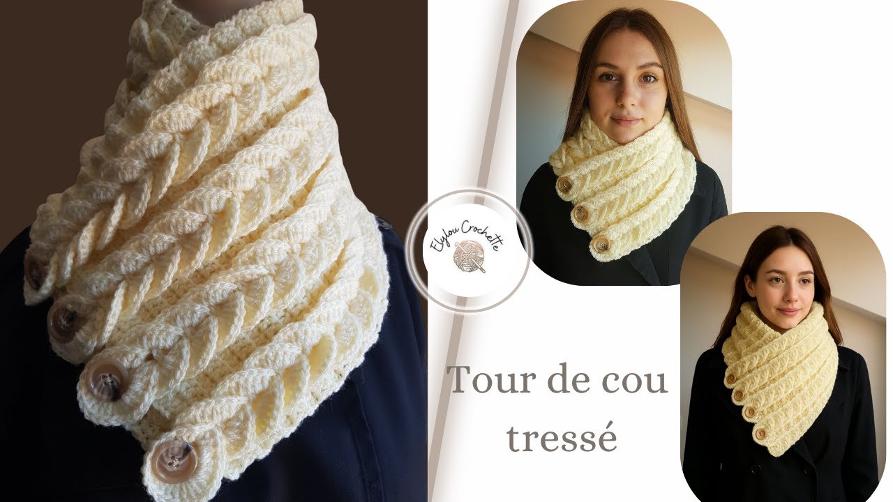 🫶MAGNIFIQUE TOUR DE COU TRESSE tendance au crochet, facile 🫶 @elylou crochette (Le Crochet et vous !)