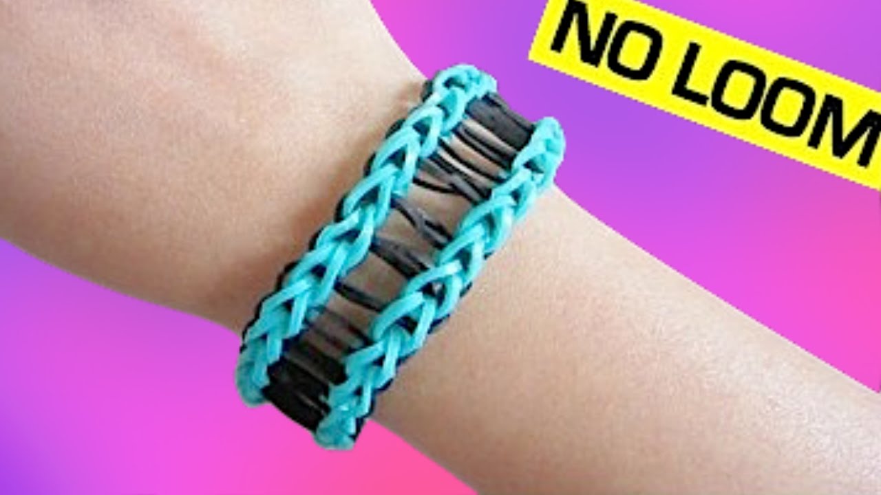 Railroad Rainbow Loom Bracelet without Loom/ using 2 Forks