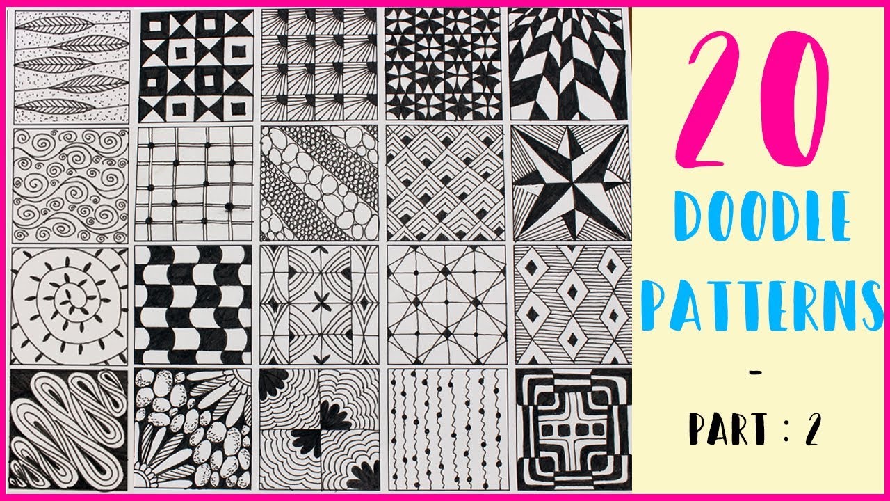 20 EASY DOODLE PATTERNS - PART : 2  | Step by Step | Zentangle patterns
