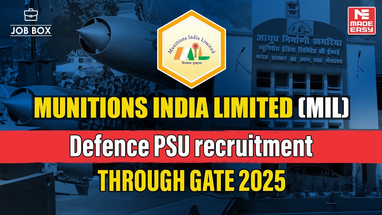 Munitions India Limited Recruitment 2025 | GATE 2025 for Defence PSU Jobs | MADE EASY