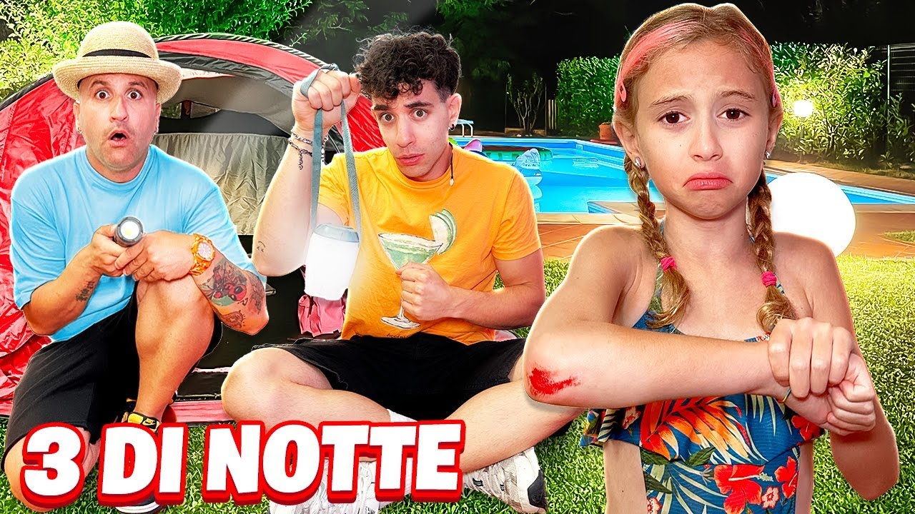GIORGIA CADE IN PISCINA E SI FA MALE MENTRE DORMIAMO IN TENDA CON CUGINO STEFANO ALLE 3 DI NOTTE!