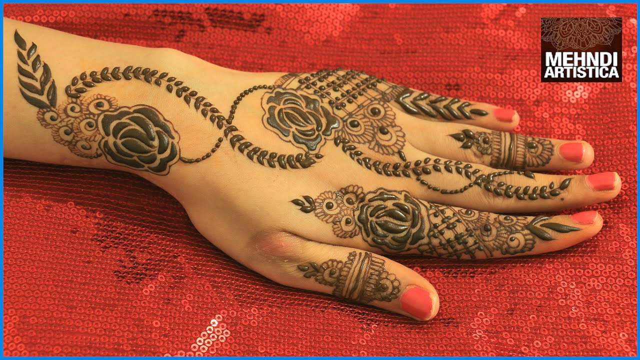Stunning 3 Rosses Simple Gulf Mehndi Design for hands | Ramadan Cute Mehendi Pattern 2017