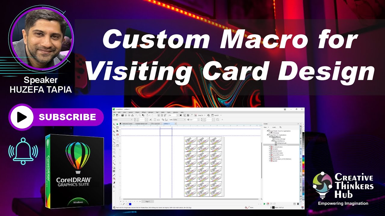 Create MACRO for visiting card | CorelDraw tutorials | Creative Thinkers Hub | Huzefa Tapia