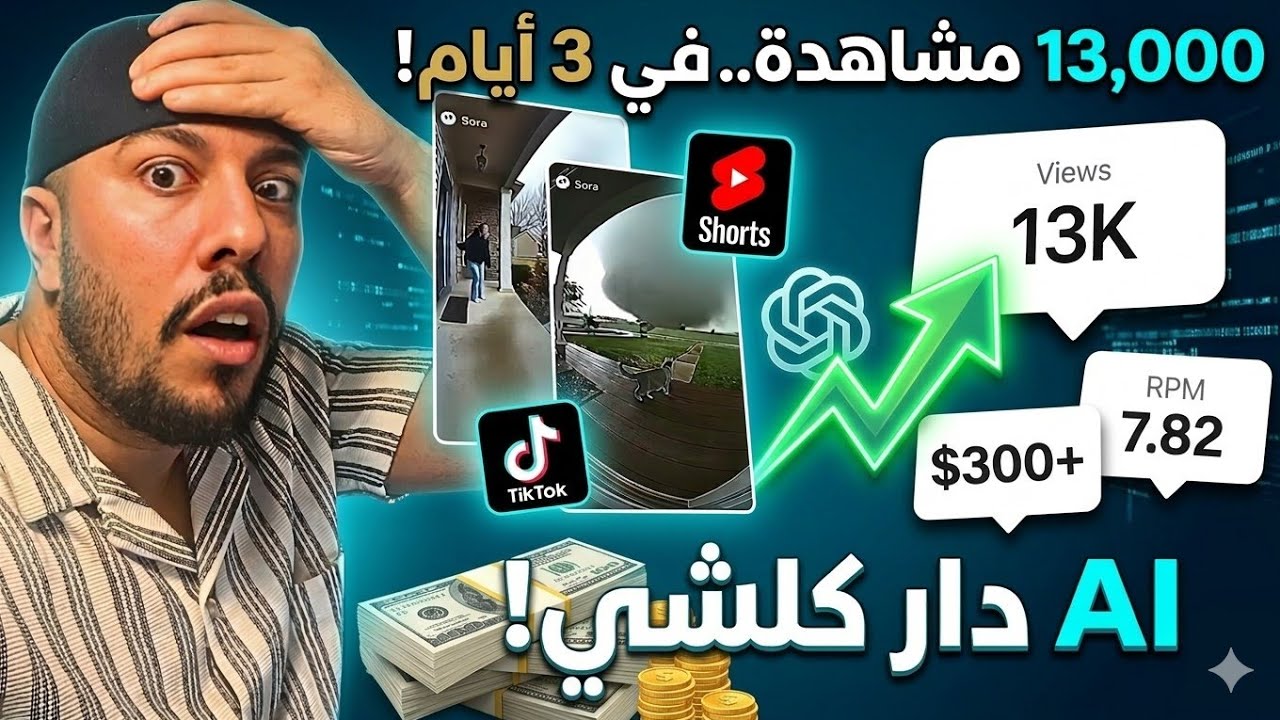 حققت 13,000 مشاهدة في 3 أيام بقناة ذكاء اصطناعي فقط! (بدون ظهور)