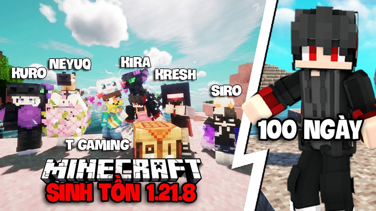KiraMC T&oacute;m Tắt 100 Ng&agrave;y Minecraft 1.21.8 Sinh Tồn C&ugrave;ng Team Gọi Vốn Mega SMP !!