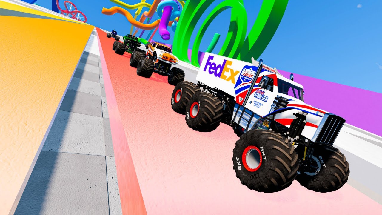 Epic Monster Truck Jumps & Crashes at High Speed | BeamNG Drive 