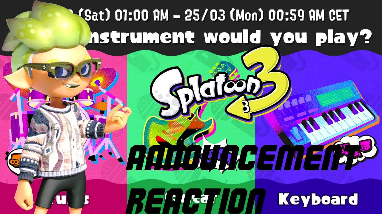 SPLATOON 3 DRUMS VS. GUITAR VS. KEYBOARD SPLATFEST ANNOUNCEMENT REACTION