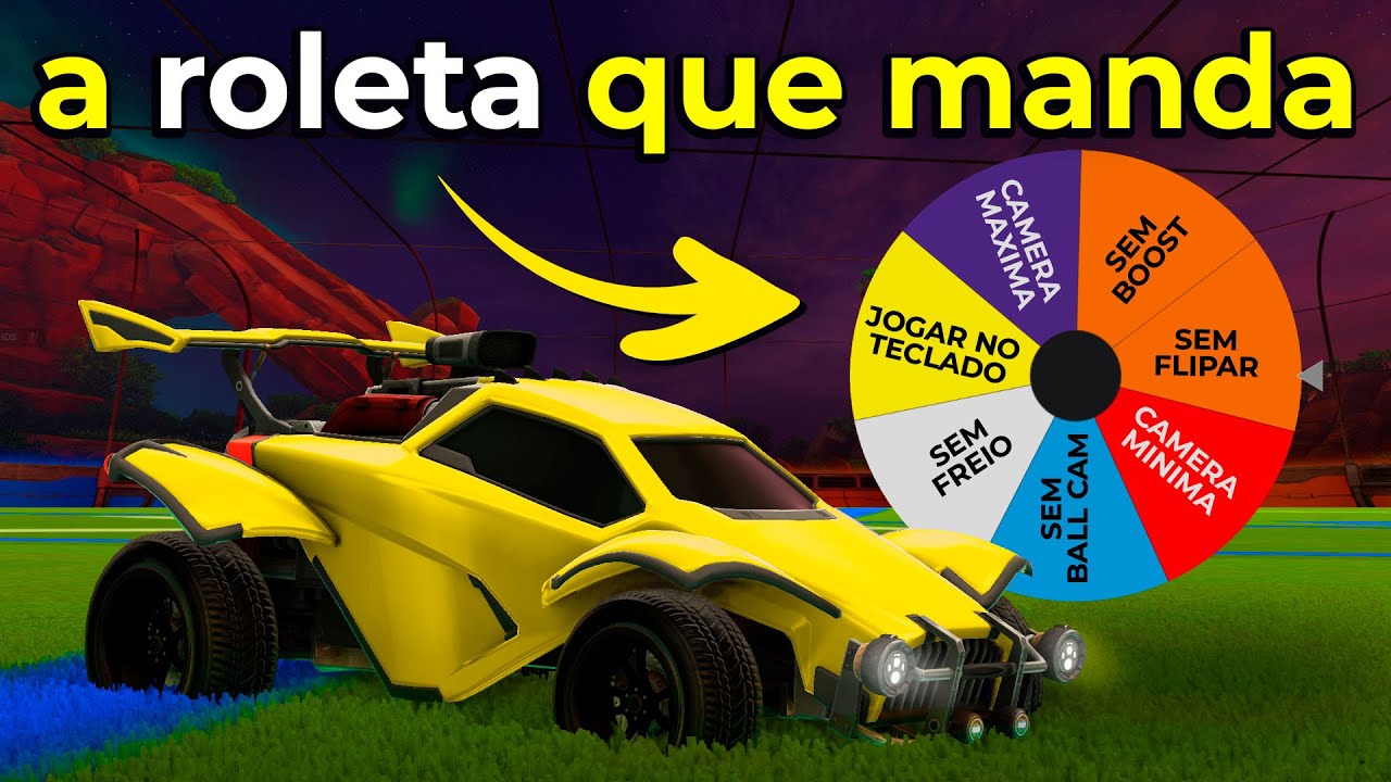 Jogando rocket league com uma roleta de desafios