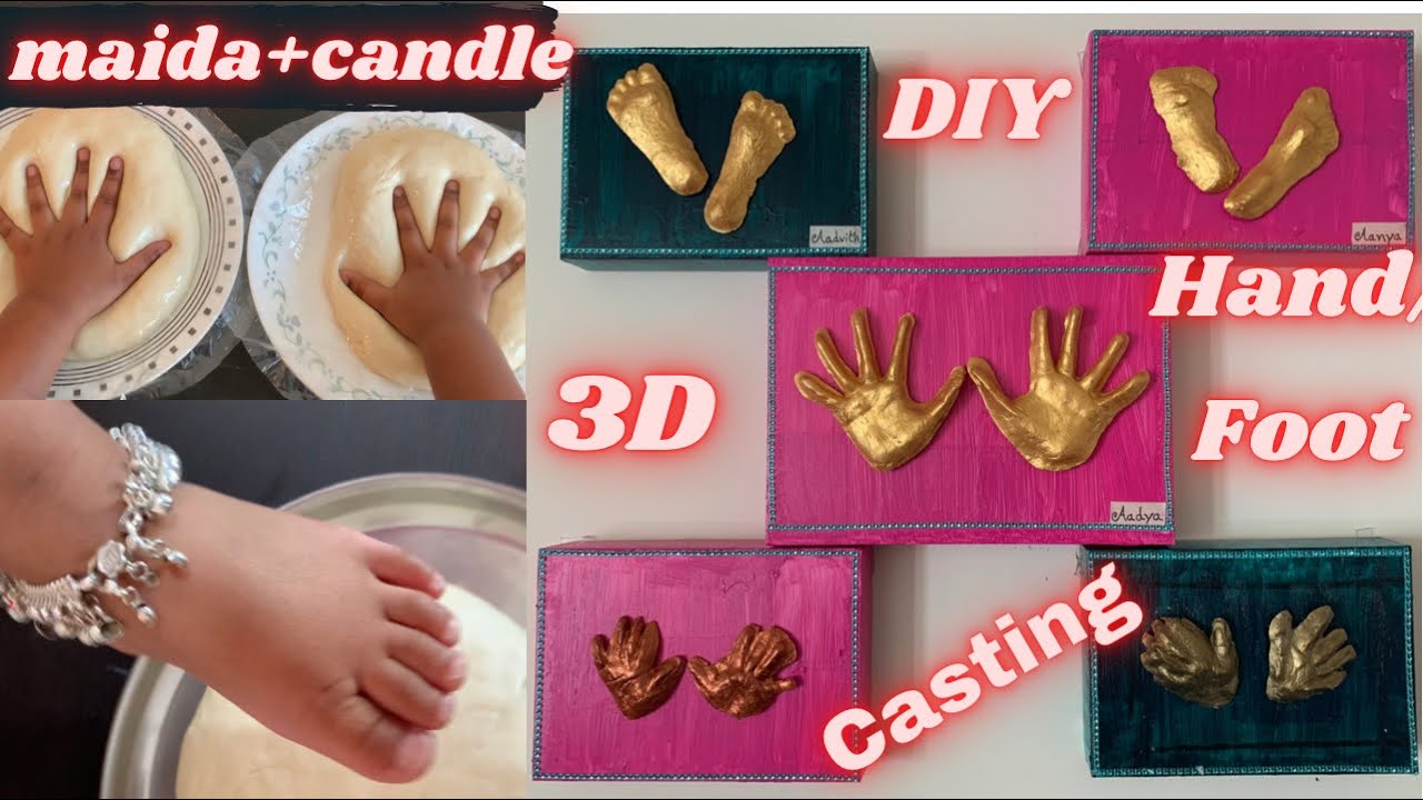 #DIY 3D Hand and Foot Casting at Home without Moulding Powder#Making Babies Hand & Foot Impression