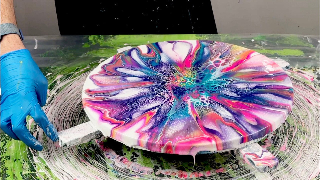 Удивительные павлиньи клетки~Пигменты Basic Bloom TLP~Акриловая заливка~Жидкое искусство~366