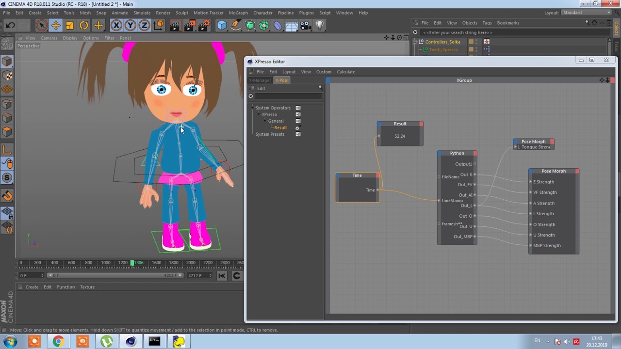 How to Auto Lips Sync in Cinema 4D. Pose morph and Pyton. Видеоурок.