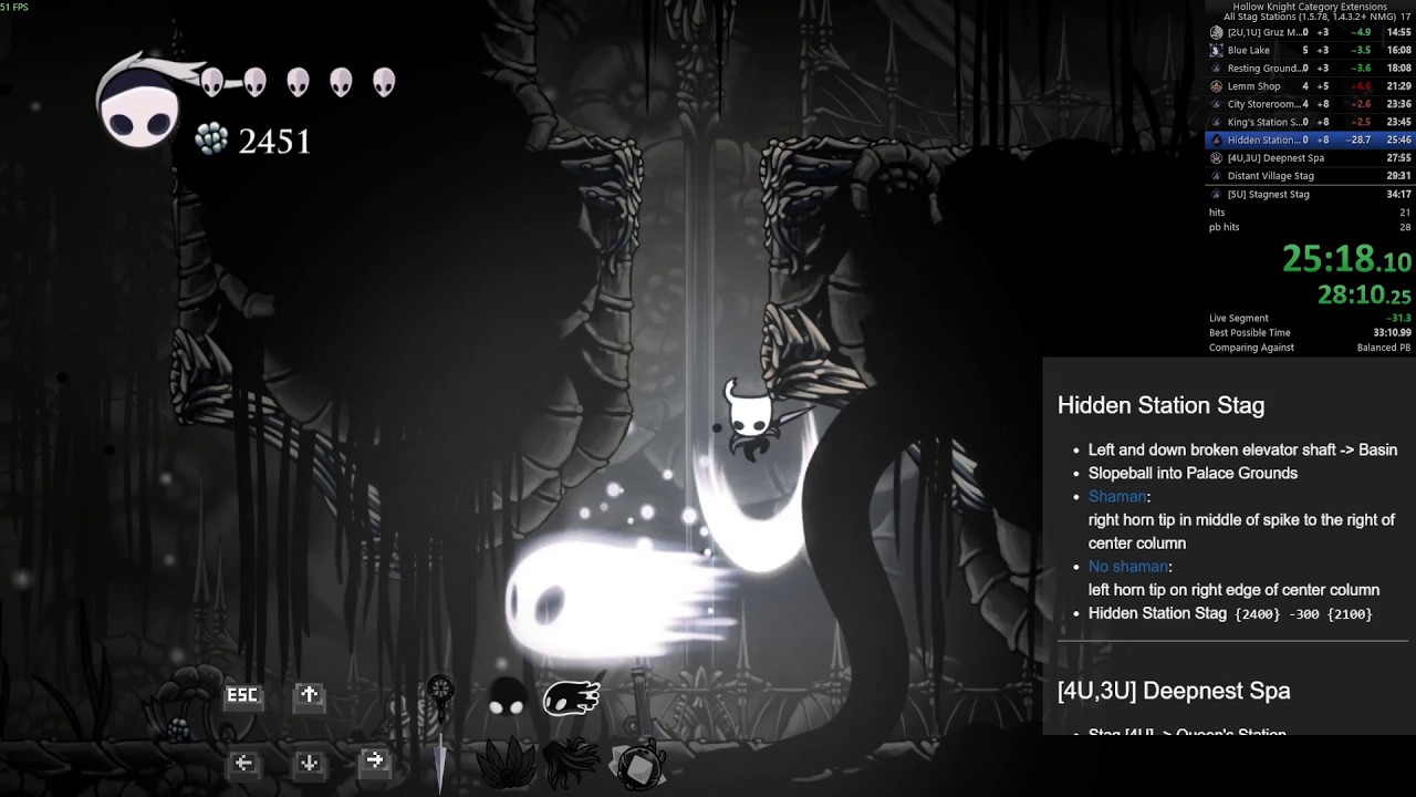 Hollow Knight: All Stag Stations in 33m 50s (Lantern route)