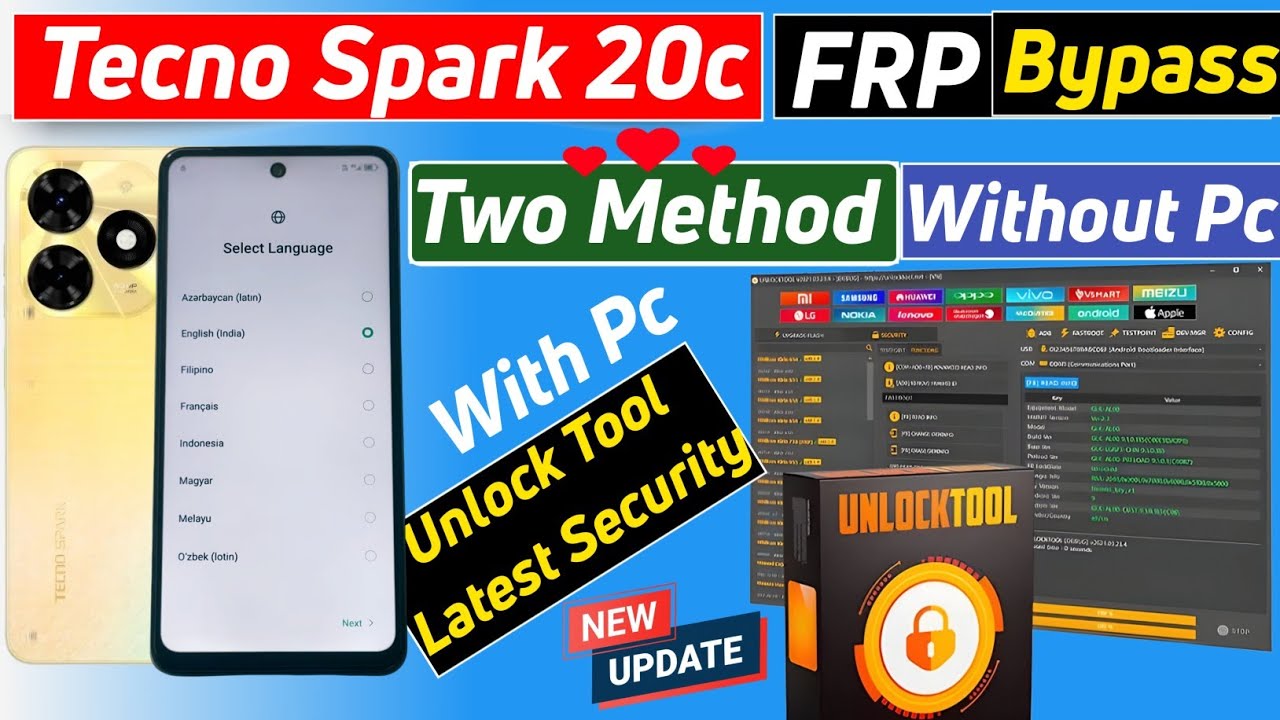 Обход FRP на Tecno Spark 20c Android 13/14 | Инструмент для разблокировки учетной записи Google н...