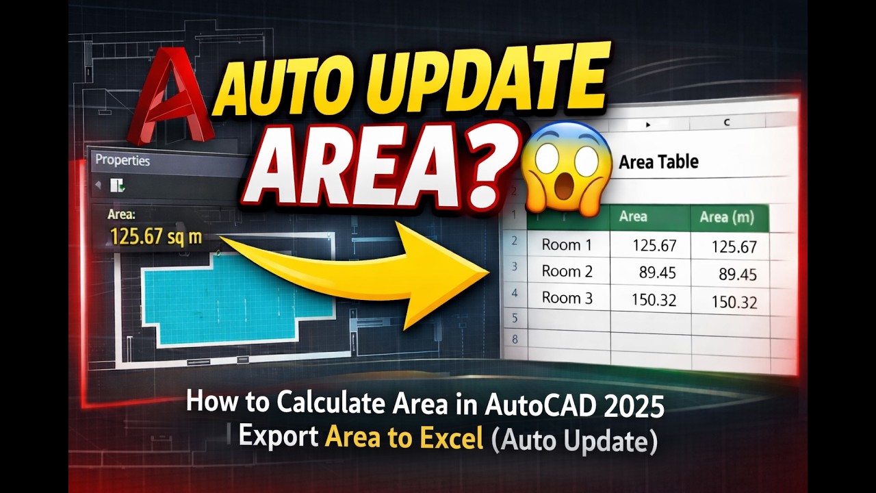 Как найти площадь в AutoCAD 2025 | Экспорт площади в Excel (автоматическое обновление)
