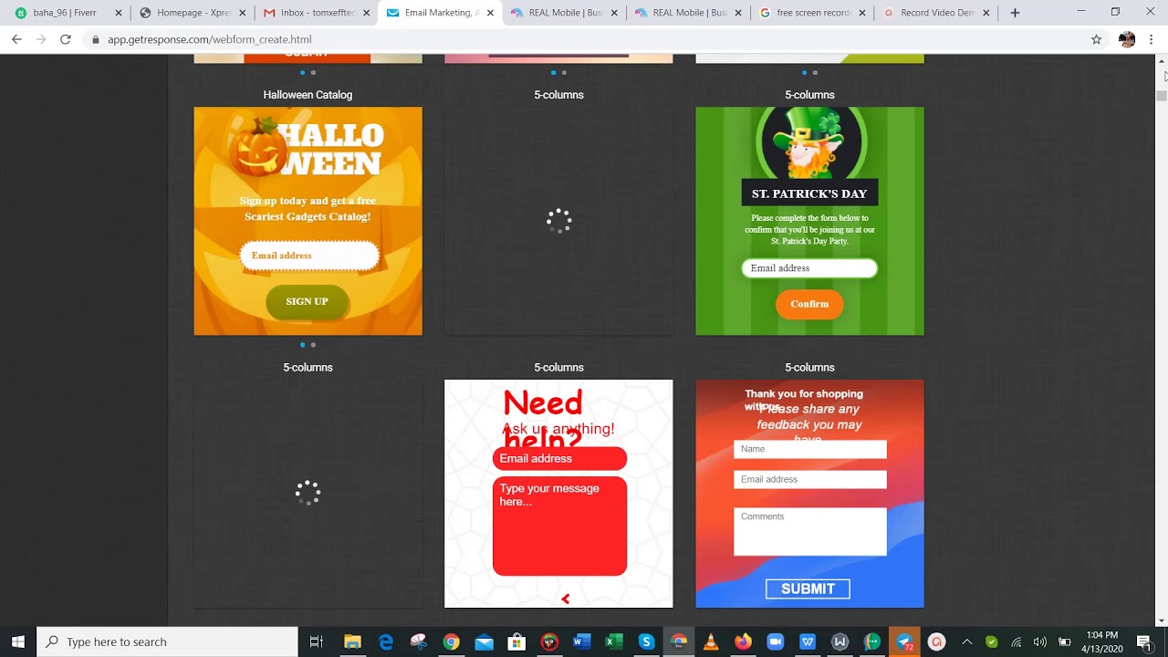 How to create a form page using Getresponse