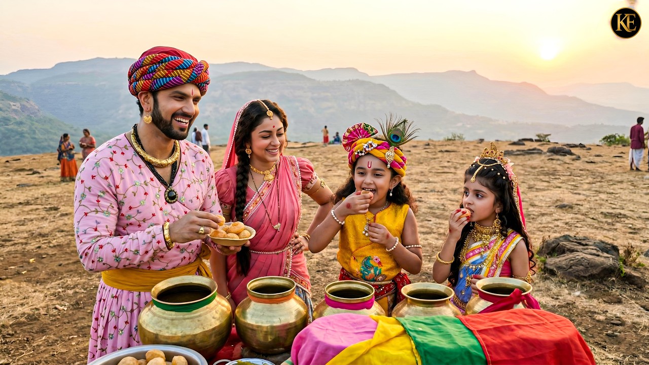 कान्हा और राधा की गोलगप्पे पार्टी नंद बाबा भी शामिल, मैया की प्यारी मुस्कान || YMKN || Krishan leela