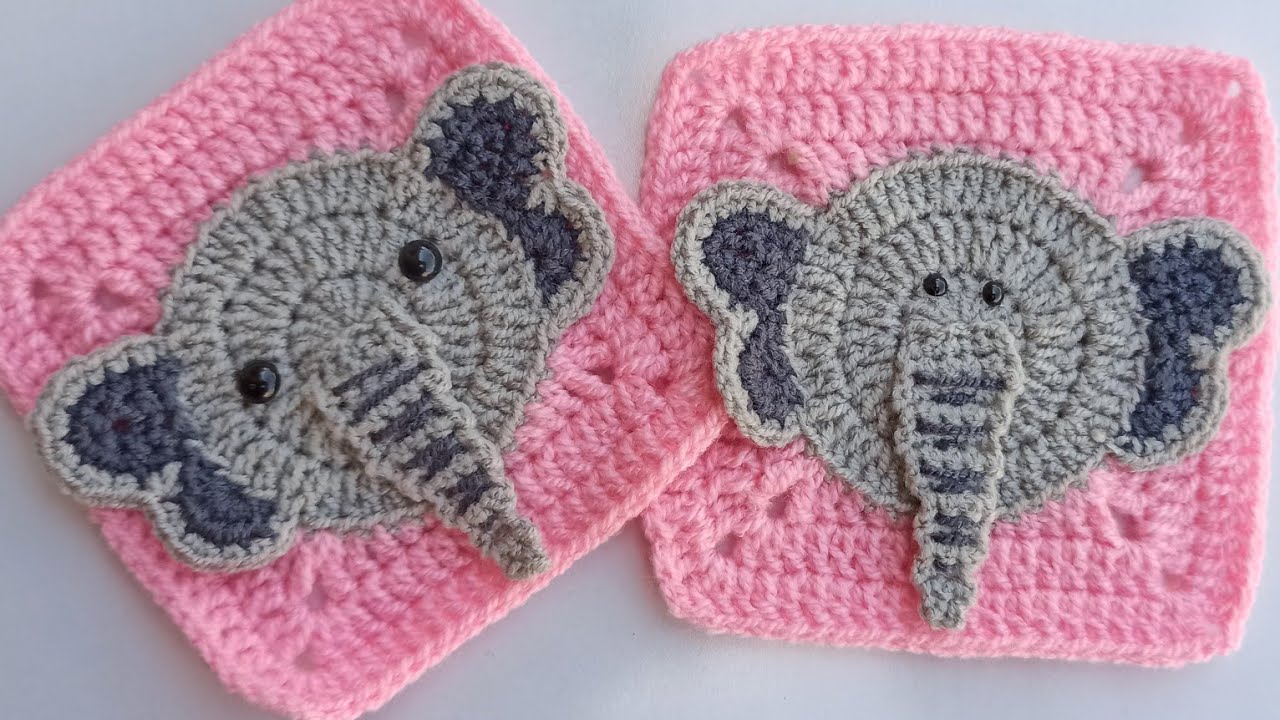 شكل حيوان الفيل 🐘 #elephentmotif #animalcrochet #grannysquare #فيل_موتيف 😍 بطانية طفل كتاب طفل
