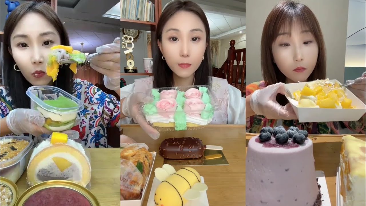 Mukbang Asmr | 🍵Matcha Towel Roll,🥭Mango Cake,Mini Cake,🍫Chocolate Cake,Pistachio Crepe Cake🍰
