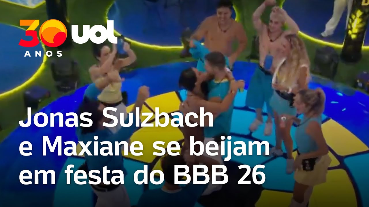 BBB 26: Jonas Sulzbach e Maxiane protagonizam beijo na primeira festa