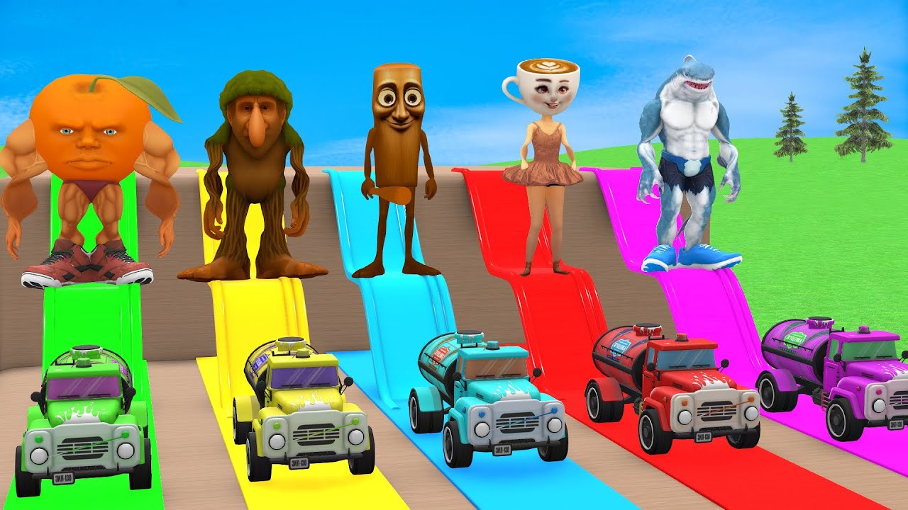 Long Slide Game With Cow Elephant Gorilla Hippopotamus Tiger 3d Animal Game Funny 3d Animals